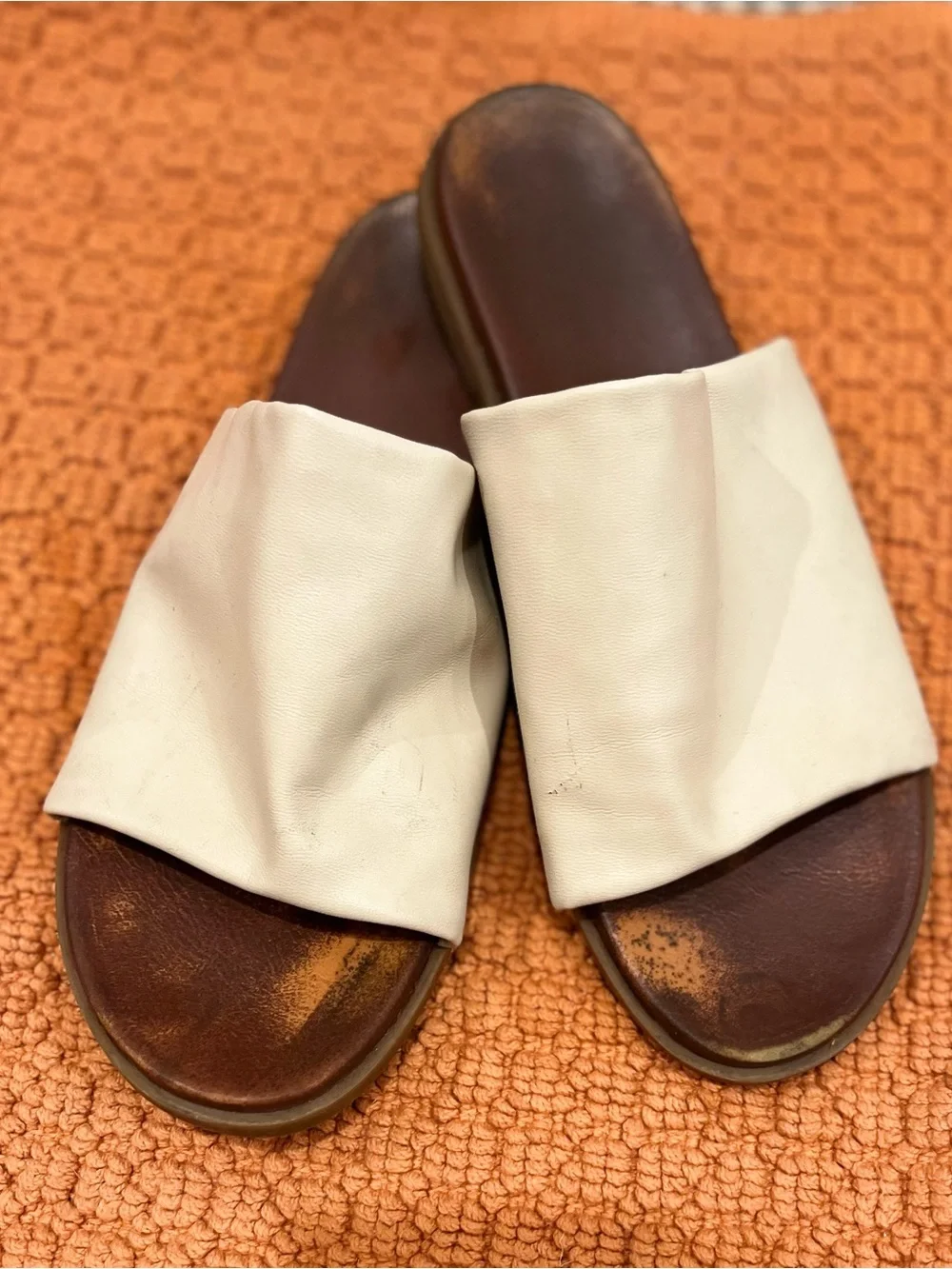Target Women's Slide Sandals in Cream and Brown